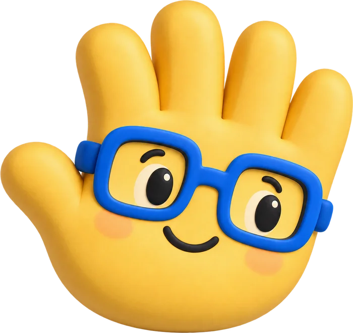 Kiddoly’s friendly yellow mascot with blue glasses